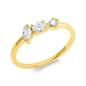 Ring aus 750 Gold Gelbgold 3 Diamanten 0,35ct TW-SI B:5,1mm
