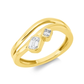 Ring aus 750 Gold Gelbgold 2 Diamanten 0,43ct TW-SI B:9,8mm Zarge