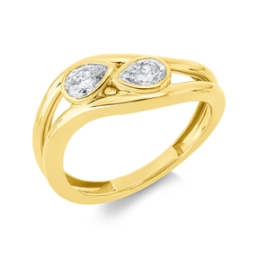 Ring aus 750 Gelbgold 2 Diamanten Tropfen-Schliff 0,49ct TW-SI B:8,4mm Zarge