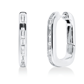 Creolen aus 750 Weißgold 14 Diamanten Baguette-Schliff 1,14ct TW-VSI 24,2x3,8mm