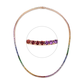 Collier aus 750 Gold Rotgold 147 Saphire 16,06ct mehrfarbig L:45cm