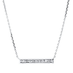 Collier aus 750 Weißgold 20 Diamanten Trapez-Schliff 0,2ct TW-SI L:45,7cm