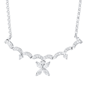 Collier aus 750 Gold Weißgold 39 Diamanten 0,6ct TW-SI L:44,5cm