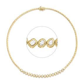 Collier aus 750 Gold Gelbgold 17 Diamanten 1,43ct TW-SI L:42cm Zarge