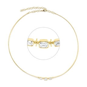 Collier aus 750 Gold Gelbgold 3 Diamanten 0,73ct TW-SI L:42cm Zarge