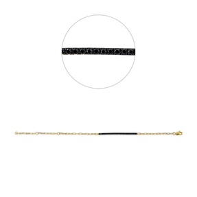 Armband aus 750 Gelbgold 24 Brillanten 0,39ct schwarz B:1,9mm L:17,8cm