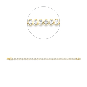 Armband 750 Gold gelb/weiß 42 Diamanten Oval-Schliff 4,47ct TW-SI B:5,2mm L:18cm