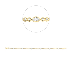 Armband aus 750 Gold gelb/weiß 59 Diamanten 1,44ct TW-SI B:3,7mm L:18cm