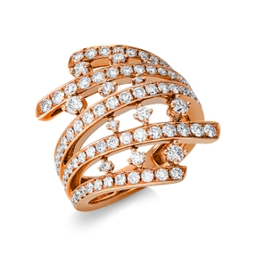 Ring aus 750 Gold Rotgold 91 Brillanten 2,05ct TW-SI B:22,4mm