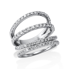 Ring aus 750 Gold Weißgold 74 Brillanten 1,39ct TW-SI B:18,1mm
