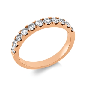 Halb-Memoire Ring aus 750 Gold Rotgold 11 Brillanten 0,7ct TTLB-SI B:2,7mm