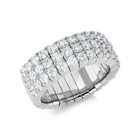 Flex-Ring aus 750 Gold Weißgold 45 Brillanten 2,02ct TW-SI B:8,3mm 4er-Krappe