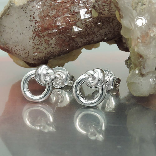 Ohrstecker Ohrringe 7x6mm kleiner Kreis mit Knoten 925 Silber