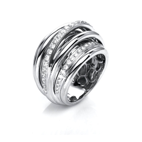 Ring aus 750 Gold Weißgold 60 Brillanten 0,9ct TW-VSI B:17,4mm