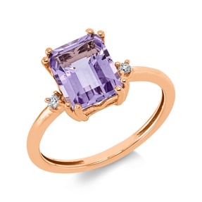 Ring aus 750 Rotgold Amethyst 2,18ct pink 2 Brillanten 0,04ct TW-SI B:9,8mm