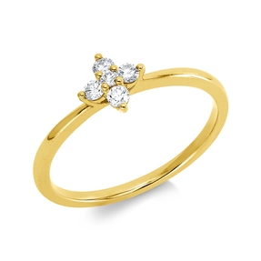 Ring aus 750 Gold Gelbgold 5 Brillanten 0,15ct TW-PI B:6,6mm