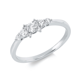 Ring aus 750 Gold Weißgold 9 Brillanten 0,34ct TW-PI B:5mm