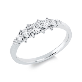 Ring aus 750 Gold Weißgold 15 Brillanten 0,5ct TW-PI B:5,1mm
