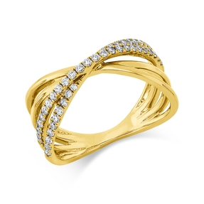 Ring aus 750 Gold Gelbgold 45 Diamanten 0,34ct TW-SI B:9,6mm