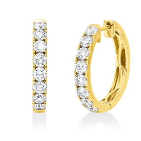 Creolen aus 750 Gold Rotgold 16 Brillanten 1,36ct TW-SI 19,8x2,7mm