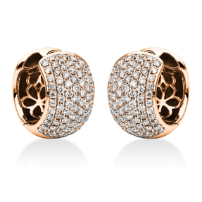Pavé Creolen aus 750 Gold Rotgold 162 Brillanten 1,44ct TW-VSI