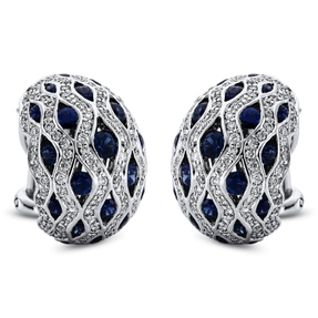 Creolen aus 750 Weißgold 44 Saphire 1,51ct blau 276 Brillanten 1,24ct TW-VSI