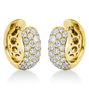 Pavé Creolen aus 750 Gold Gelbgold 60 Brillanten 0,84ct TW-SI 12,7x4,8mm