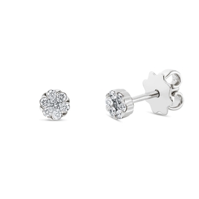 Ohrstecker aus 750 Gold Weißgold 14 Diamanten 0,21ct TW-SI 4,4x4,4mm Ohrstecker aus 750 Gold Weißgold 14 Diamanten 0,21ct TW-SI 4,4x4,4mm