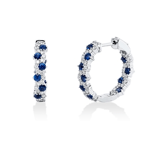 Creolen 585 Weißgold 20 Saphire 1,3ct blau 68 Brillanten 0,76ct W-PI 21,2x4,6mm