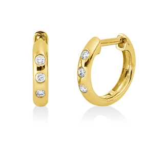 Creolen aus 750 Gold Gelbgold 6 Brillanten 0,09ct TW-SI 12,2x2,1mm
