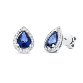 Ohrstecker aus 750 Weißgold 2 Saphire 2,25ct blau 48 Brillanten 0,28ct F-SI 12x9mm Ohrstecker aus 750 Weißgold 2 Saphire 2,25ct blau 48 Brillanten 0,28ct F-SI 12x9mm