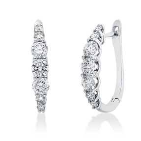 Creolen aus 750 Gold Weißgold 14 Diamanten 1,08ct TW-SI 18x3,4mm
