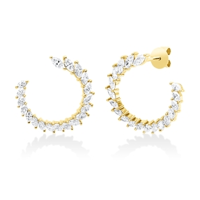 Ohrstecker aus 750 Gelbgold 38 Diamanten Navette-Schliff 1,64ct F-SI 18,7x19,7mm Ohrstecker aus 750 Gelbgold 38 Diamanten Navette-Schliff 1,64ct F-SI 18,7x19,7mm