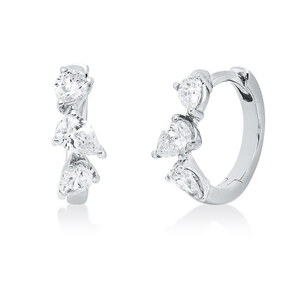 Creolen aus 750 Weißgold 6 Diamanten Tropfen-Schliff 0,48ct TW-PI 11,8x4mm