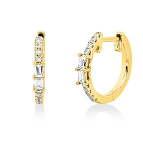 Creolen aus 750 Gold Gelbgold 20 Diamanten 0,18ct 13,6x2mm