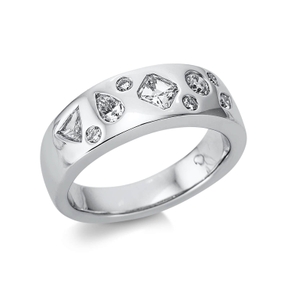 Ring aus 750 Gold Weißgold 9 Diamanten 0,91ct TW-VSI B:6,5mm