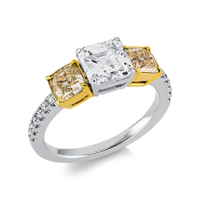 Ring aus 750 Gold gelb/weiß 15 Diamanten 2,7ct B:6mm 4er-Krappe