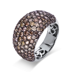 Pavé Ring aus 750 Gold Weißgold 167 Brillanten 3,52ct braun B:13,1mm