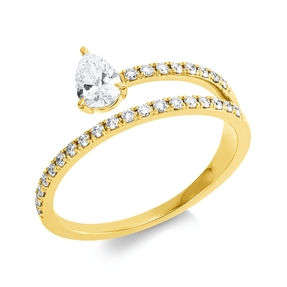 Ring aus 750 Gold Gelbgold 28 Diamanten 0,5ct TW-SI B:7,5mm