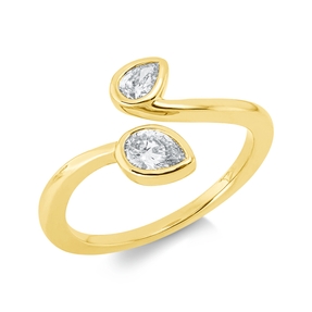 Ring aus 750 Gold Gelbgold 2 Diamanten 0,42ct TW-SI B:11mm Zarge