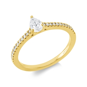 Ring Tropfen aus 750 Gold Gelbgold 25 Diamanten 0,44ct TW-SI B:6,1mm 3er-Krappe