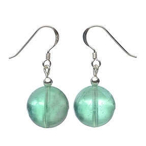 Ohrringe Ohrhänger aus Fluorit & 925 Silber Ø14mm grün Ohrschmuck Damen