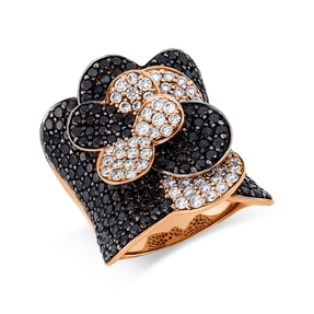Ring aus 750 Rotgold 282 Diamanten 6,17ct B:27,8mm Fassung teils schwarz rhodiniert