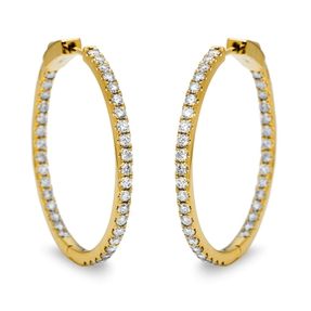 Creolen aus 750 Gold Gelbgold 74 Brillanten 1,95ct TW-SI 31,5x2,5mm