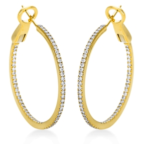 Creolen aus 750 Gold Gelbgold 116 Brillanten 0,88ct TW-VSI 32,9x1,6mm