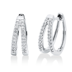 Creolen aus 750 Gold Weißgold 44 Brillanten 0,12ct TW-SI 13,3x5,8mm