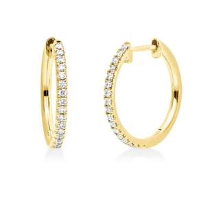 Creolen aus 750 Gold Gelbgold 34 Brillanten 0,17ct TW-SI 14,5x1,2mm