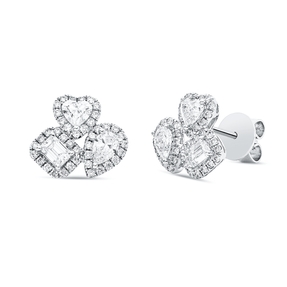 Ohrstecker Herz aus 750 Gold Weißgold 88 Diamanten 1,5ct 11x11,5mm