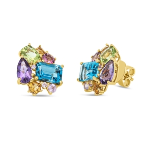 Ohrstecker aus 750 Gold Gelbgold 18 Saphire 5,4ct pink 12,5x12,6mm