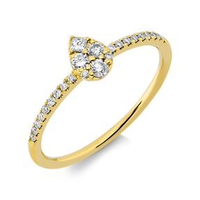 Ring aus 750 Gold Gelbgold 24 Diamanten 0,21ct TW-SI B:6mm